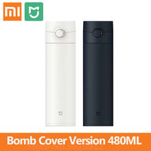 Xiaomi mijia garrafa térmica copo bomba capa versão 480ml grande capacidade de aço inoxidável portátil garrafa isolamento água quente 2024 - compre barato