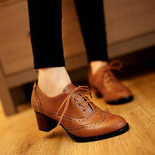 Zapatos Oxford con punta estrecha para mujer, calzado informal de cuero grueso, estilo Oxford, Retro, con cordones, 2021 2024 - compra barato