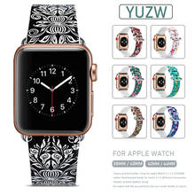 Correa clásica de cuero con flores para Apple Watch, 5, 4, 3, 2, 42/38MM, accesorios para Iwatch 5, 4, 3, 40/44mm 2024 - compra barato