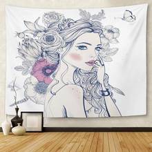 Beauty Portrait of Young Beautiful Woman with Flowers Face Girl Tapestry Wall Hanging for Living Room Bedroom Dorm 60x80 Inches 2024 - buy cheap