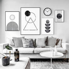 Abstrato geométrico cartaz preto branco pintura da lona meados do século arte impressão parede imagem para sala de estar escandinavo decoração casa 2024 - compre barato