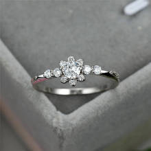 925 prata esterlina anel de noivado feminino jóias de casamento simples moda cristal anel de diamante bonito do laboratório da flor fina anéis para as mulheres 2024 - compre barato