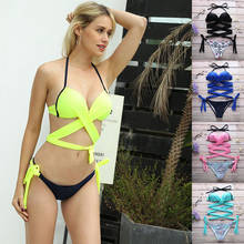 Women Push Up Swimwear tie dye Brazilian Swimming Suit Bandage Thong 2 Piece Set bathing suits woman 2020 Bikini Sexy Swimsuit 2024 - buy cheap
