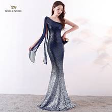 Elegant Mermaid Long Evening Dress 2021 Simple Colorful Sequin One Shoulder Sexy Party Dresses Prom Gown 2024 - buy cheap