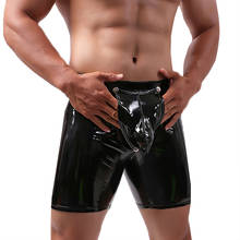 Sexy Men Boxer Shorts Faux Leather Gay Underwear Lingerie Open Crotch Panties Calzoncillos Hombre Erotic Boxershorts Plus Size 2024 - buy cheap