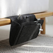 Bed Storage Pockets Bedside Caddy Felt Bed Storage Organizer Bag With 2 Small Pockets Tablet Magazine Cellphone Storage Bag 2024 - buy cheap