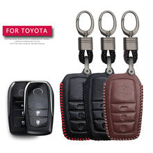 Leather Car key cover car keyless Case For Toyota Camry CHR Prius Corolla RAV4 Prado 2017 2018 2019 keychain Holder Accessories 2024 - buy cheap
