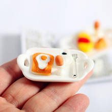 Resin 1 Set 1/12 1/6 Dollhouse Miniature Breakfast Plate Egg Bread Dolls House Accessories 2024 - buy cheap