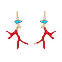 Red Enamel Coral Antlers Branch Acrylic Resin Drop Earrings Girl Fashion Jewelry Dangle Earring Jewelry Women Ear Jewelry Gift 2024 - buy cheap