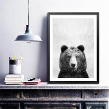 Pintura em tela de animais selvagens, arte de parede, imagem de urso preto e branco, foto, impressão, poster, decoração de parede, quarto de casa 2024 - compre barato