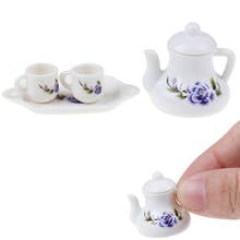 4 Pçs/lote Flor Utensílios de mesa de Porcelana Xícara de Chá Definir Chita 1:12 Dollhouse Miniature Móveis de Cozinha Brinquedos Para Crianças 2024 - compre barato