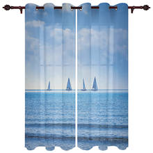 Sea Waves Sailing Luxury Window Curtains Home Living Room Bedroom Item Christmas Living Room Curtains 2024 - buy cheap