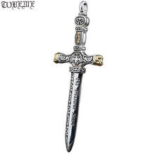 Pingente com espada em prata 925, pingente masculino com espada esterlina 925, joia punk de boa sorte 2024 - compre barato