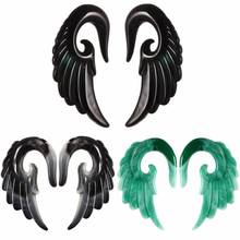 1PCS Wing Gauges For Ear Plugs Tunnels Earrings Stretching Tapers Woman Green Acrylic Angel Wing Expander Stretcher Party Gift 2024 - buy cheap