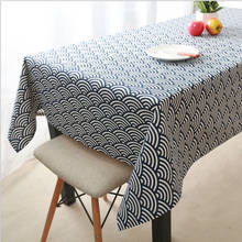 Vintage Japanese style cotton linen table cloth, ripple wave coffee table tablecloth photography background cloth 2024 - buy cheap