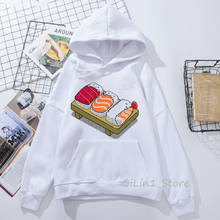 Sudadera con estampado de Sushi para mujer, suéter harajuku kawaii con capucha, ropa de tumblr para Otoño e Invierno de los 90, envío directo 2024 - compra barato