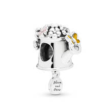 Real 925 Sterling Silver Bead Blooming Watering Can Pendant Charm Fit Fashion Women Pandora Bracelet Bangle Gift DIY Jewelry 2024 - buy cheap