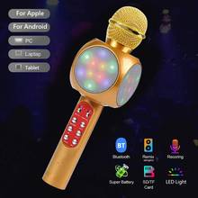 Altavoz inalámbrico para Karaoke en casa, altavoz LED de colores con Bluetooth, micrófono condensador, reproductor de música y canto, nuevo 2024 - compra barato