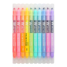 Bolígrafo de 10 colores que se puede aplicar crayón, resaltador de doble punta para dibujo artístico, marcado de grafiti, suministros escolares 2024 - compra barato