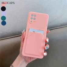 Candy Color Liquid Silicone Shockproof Case For Samsung Galaxy Quantum 2 A82 F62 M62 A12 A32 A72 A52 ID Card Holder Phone Cover 2024 - buy cheap