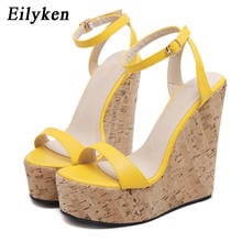 Eilyken 2022 New Yellow Sandals High Heel Leisure Platform Wedges Shoes Sexy Buckle Female Women Summer Sandals Size 35-40 2024 - buy cheap