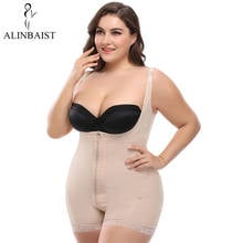 Modelador de corpo inteiro sem costura, plus size, mulheres, corpo inteiro, roupa para baixo do busto, modelador de emagrecimento, fajatoco, controle sem costura, pós-parto 2024 - compre barato