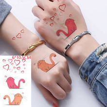 Waterproof Temporary Tattoo Sticker Lovely Pink Orange Cat Love Heart Cartoon Body Art Flash Tattoo Fake Tattoo for Women Men 2024 - buy cheap