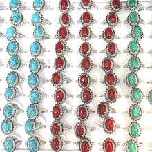 Anillos con diamantes de imitación de hematita para mujer, color rojo, azul, verde, turquesa, 50 unids/paquete 2024 - compra barato