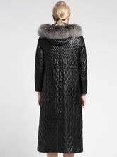 2020 Женская куртка из натуральной кожи с воротником из натурального Лисьего меха, длинное пальто из овчины, кожаные куртки, парка Cuero Genuino 6077 J3062 2024 - купить недорого