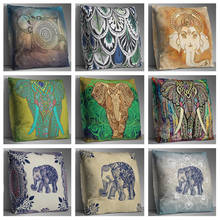 Funda de cojín de poliéster de elefante bohemio, funda de almohada decorativa de doble cara de Animal indio para sofá 2024 - compra barato