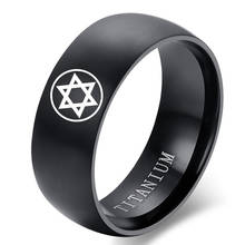 Anillo de acero de titanio con diseño de Estrella de David para hombre y niño, sortija Retro con hexagrama, estilo Hip Hop, Punk, Iglesia de Satán, joyería masculina, talla estadounidense 6-13 2024 - compra barato