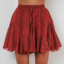 Minifalda con estampado de leopardo rojo para mujer, ropa de calle de cintura alta, con volantes, primavera, 2021 2024 - compra barato