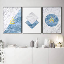 Pintura geométrica abstracta para decoración del hogar, lienzo de pared para sala de estar con sombreado de mármol moderno, póster de Triángulo Dorado, Impresión de estudio 2024 - compra barato