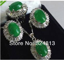 Collar con colgante de jade verde impresionante para mujer, pendiente de tuerca, anillo AA15457 2024 - compra barato
