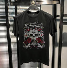 Flower and skull cool  100% cotton short sleeve summer Rhinestones men T shirt casual summer men t-shirt male tee shirt 2024 - buy cheap