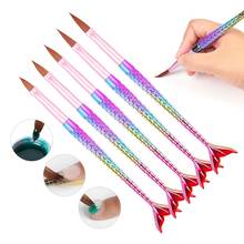 Gradient Mermaid Nail Art Gel Brush Painting Drawing Brush Pen For Acrylic UV Gel DIY Nail Design Manicure Tool 2024 - купить недорого