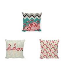 Pink Flamingo Cushion Covers Pattern Home Decor Garden Living Room Sofa Seat Cotton Linen Square Pillow Case Square Home Textile 2024 - buy cheap