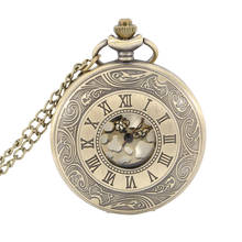 Reloj de bolsillo de cuarzo con número romano Vintage antiguo, estuche redondo con colgante, collar, cadena, regalos, d88 2024 - compra barato