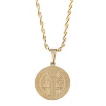 Catholic Patron Saint Benedict Of Nursia Holy Medal Pendant Necklace Round Chain Jewelry 2024 - buy cheap