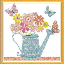 Joy Sunday Flower Pot Cross Stitch  Needlework Kit DMC 14CT Account Canvas Print Cross Stitch DIY Gift Home Wedding Decoration 2024 - buy cheap