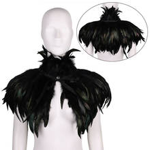 Черный Викторианский стиль, искусственное плечо на Хэллоуин, костюм готического костюма, шаль с натуральными перьями, воротник, косплей, палантин для вечерние, накидка-пончо 2024 - купить недорого