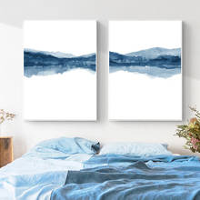 Pintura azul escuro aquarela impressão índigo abstrato paisagem telas posteres e impressões imagens de parede quarto decoração de casa sala 2024 - compre barato