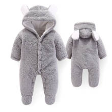 Cute Newborn Infant Hooded Jumpsuit Jacket Outerwear Baby Boy Girls Winter New Thicken Coat Toddler Cotton Warm Romper 2024 - buy cheap