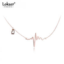 Lokaer Trendy Heartbeat Titanium Stainless Steel Pendant Necklace For Women Rose Gold Color Chain Choker Necklace Jewelry N17014 2024 - buy cheap