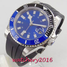 40mm Blue Sterile Dial Sapphire Glass Date window ceramic bezel luminous Automatic movement mens watch 2024 - buy cheap