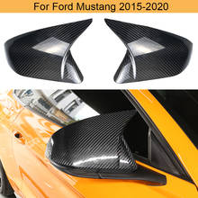 Carbon Fiber Car Side Mirror Covers Caps for Ford Mustang 2015-2020 Rearview Mirror Covers Caps Shell Case Horn Style Add On 2024 - buy cheap