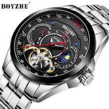 BOYZHE 2020 Latest Men's Automatic Mechanical Watch Men Hollow Waterproof Watches Male Creative Dial with Moon Phase Function 2024 - buy cheap