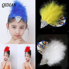 QIDIAN 2019 New Animal Feather Hair Accessories Performance Feather Headdress Rhinestone Dance Head Flower for Women Jewelry 2024 - buy cheap