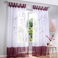 Novo tule sheer cortinas flor impresso cortina da janela tela sheer cortinas janela cortina para o quarto sala de estar 2024 - compre barato