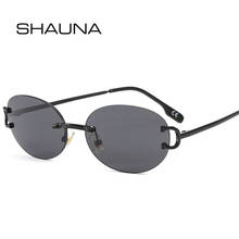 Мужские и женские очки без оправы SHAUNA, маленькие круглые солнцезащитные очки в стиле ретро с градиентом и защитой UV400 2024 - купить недорого